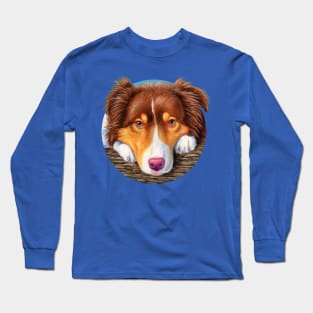 Red Tricolor Australian Shepherd Dog Long Sleeve T-Shirt